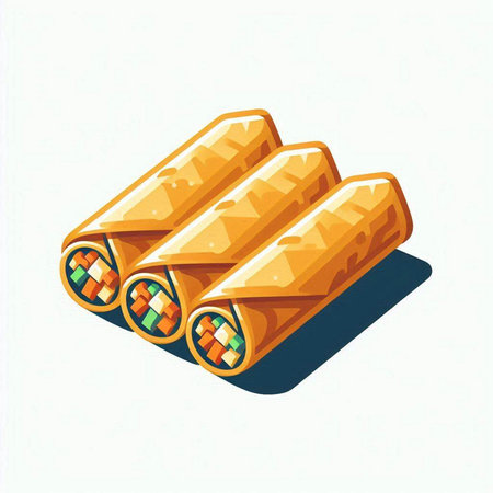 Illustration of a roll of traditional chinese food on a white backgroundの写真素材