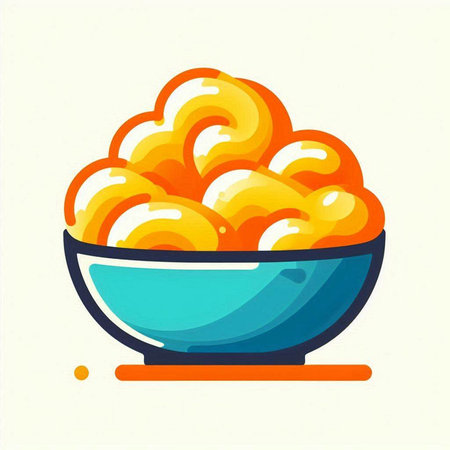 Illustration of a bowl of macaroni. Vector illustration.の写真素材