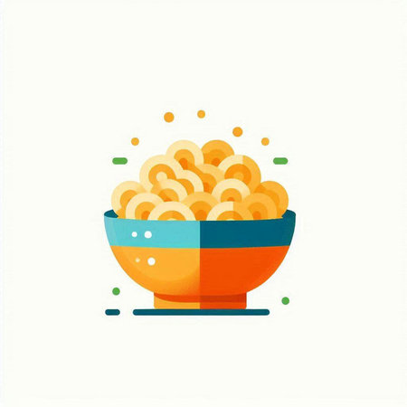 Bowl of macaroni. Vector illustration of macaroni.の写真素材
