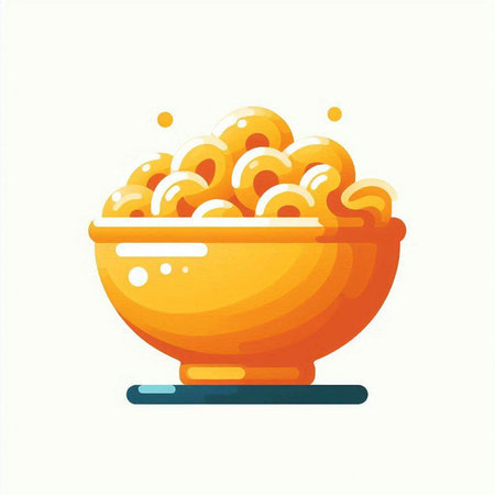 Bowl with macaroni. Vector illustration in flat style.の写真素材