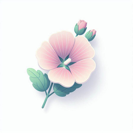 Illustration of a pink hibiscus on a white background