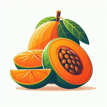 Fruits of guava. Vector illustration isolated on white background.