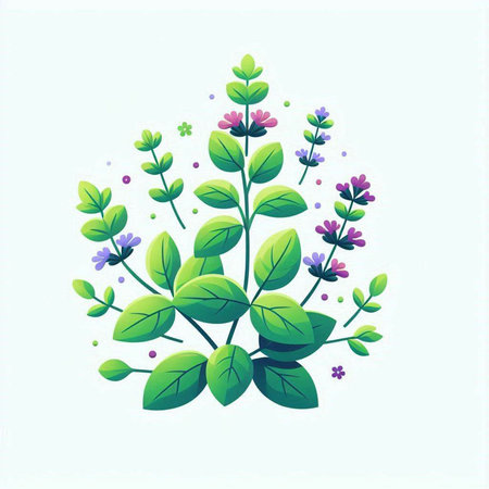 Bunch of fresh herbs on a white background. Vector illustration.