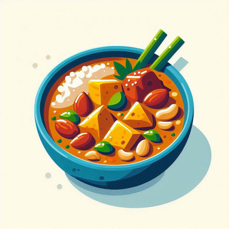 Illustration of a bowl of chinese soupの写真素材