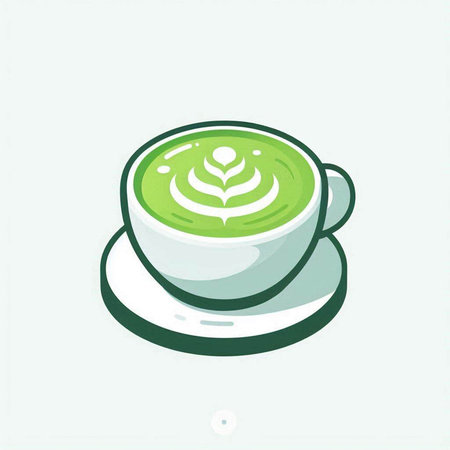 Cup of matcha latte or matcha green tea icon