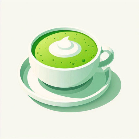 Green matcha latte on a white background. Vector illustration.