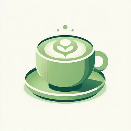 Coffee cup with heart on saucer, vector illustration.の写真素材