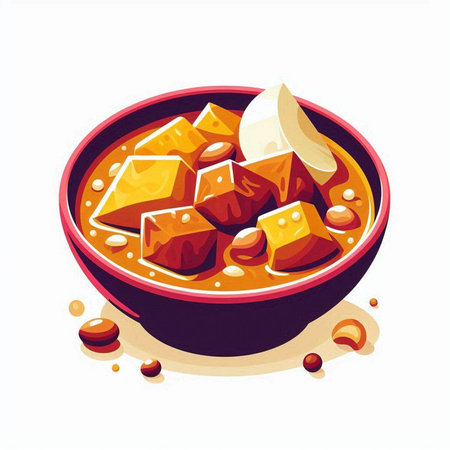 Tofu in bowl isolated on white background, vector illustration.の写真素材