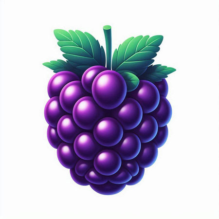 Blackberry with leaves isolated on white background. Vector realistic illustration.