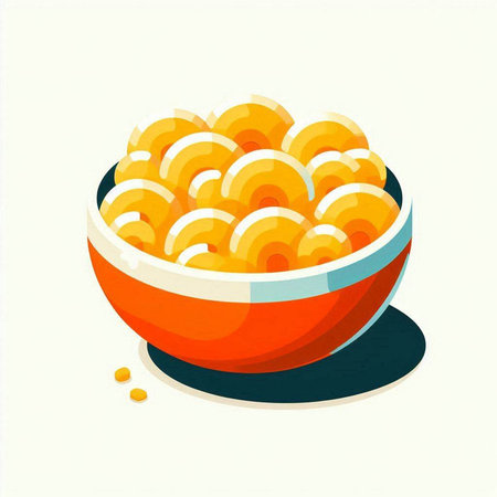 Bowl of macaroni on white background. Vector illustration.の写真素材