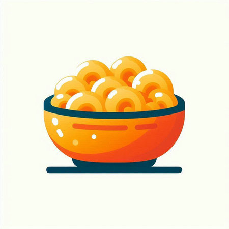 Bowl of potato gnocchi. Vector illustration on white background.の写真素材