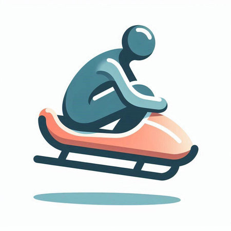 Sledding. Winter sport. Vector illustration. Cartoon style.の写真素材