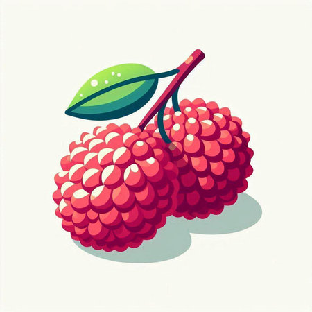 Ripe raspberries on a white background. Vector illustration.の写真素材