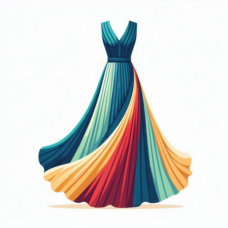 Wedding dress. Vector illustration of a colorful wedding dress.の写真素材
