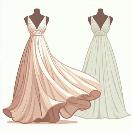 Wedding dress on a mannequin. Vector illustration.の写真素材