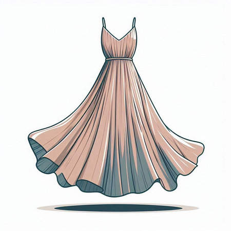 Illustration of a beautiful woman's dress on a white background.の写真素材