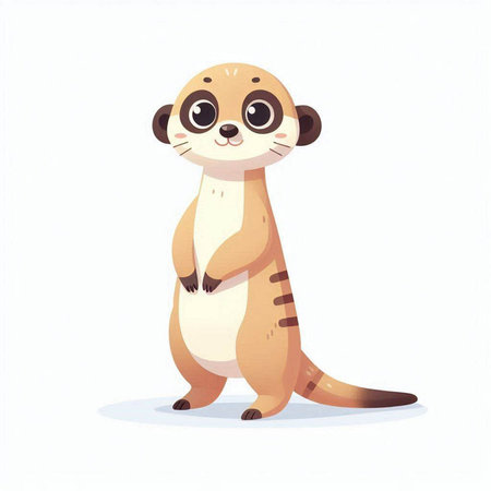 Cute cartoon meerkat isolated on white background. Vector illustration.の写真素材