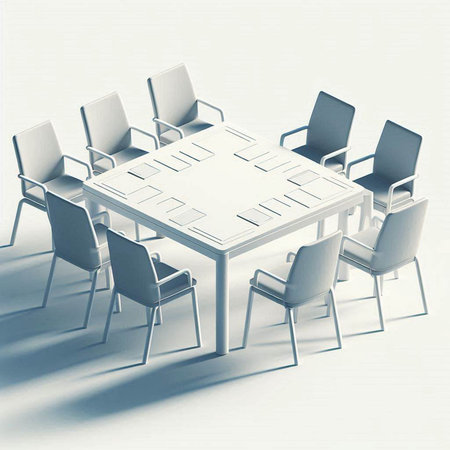 Table and chairs in a modern meeting room. 3D rendering.の写真素材