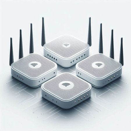 Highly rendering of wireless router on white background. Computer generated image.