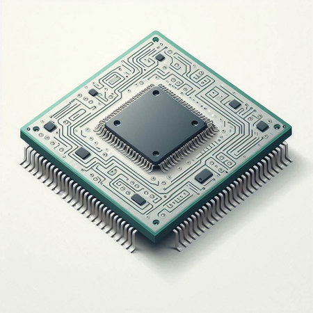 Circuit board isolated on a white background. 3d illustration.