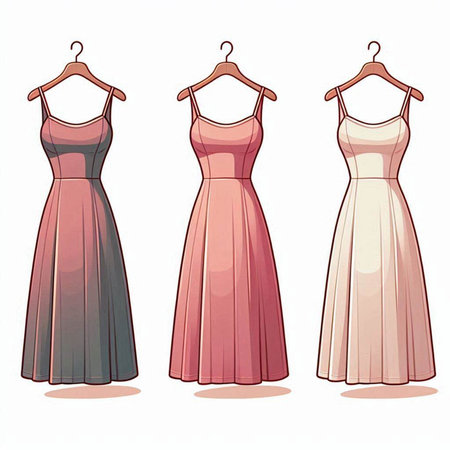Wedding dresses set on a hanger. Vector illustration.の写真素材