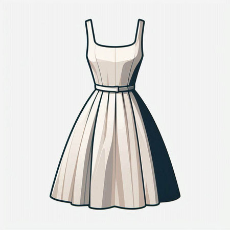Women's dress. Vector illustration of a white dress on a light background.の写真素材