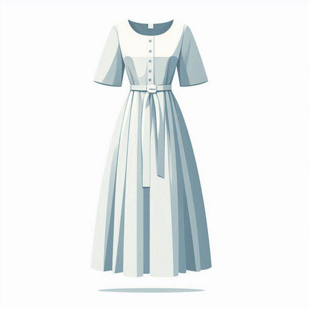 Vector illustration of a white dress on a mannequin isolated on white backgroundの写真素材