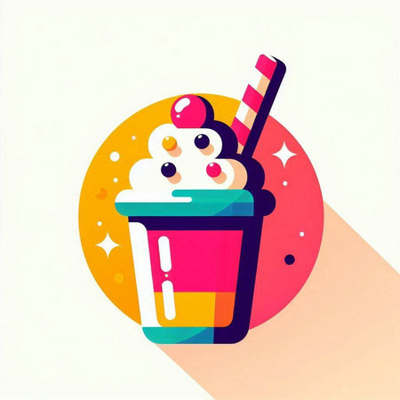 Milkshake with ice cream in paper cup. Vector illustration.の写真素材
