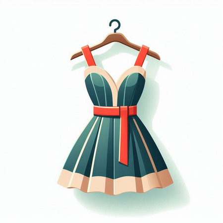 Illustration of a dress on a hanger isolated on white backgroundの写真素材