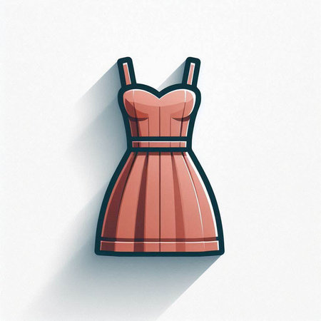 Illustration of a dress on a white background with a shadow.の写真素材
