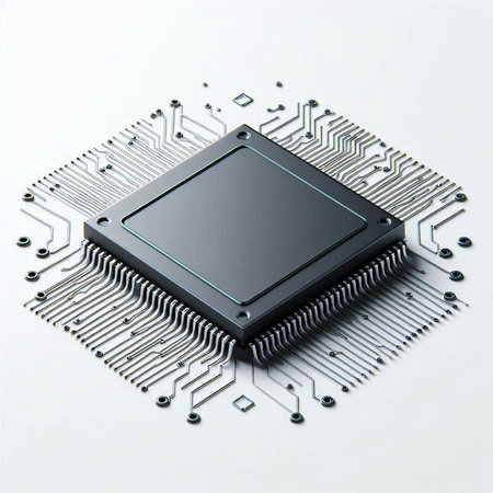 Computer processor on a white background. 3d render. Computer chip.