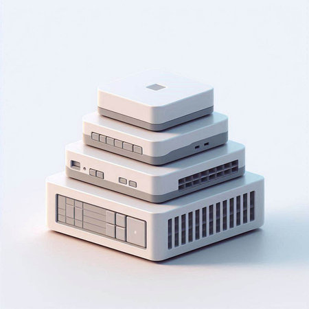 Computer servers isolated on a white background. 3d render illustration.