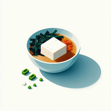 Japanese food, tofu in a bowl, 3d render, white backgroundの写真素材