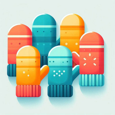 Illustration of mittens in retro style. Vector illustration.の写真素材