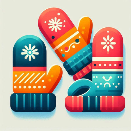 Set of colorful mittens. Vector illustration in flat cartoon style.の写真素材