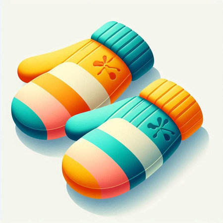 Pair of colorful mittens. Vector illustration. Eps 10.