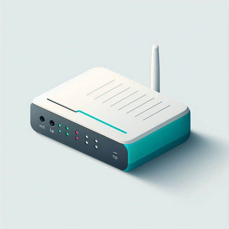 Wireless router on a white background. 3d rendering. Computer digital drawing.