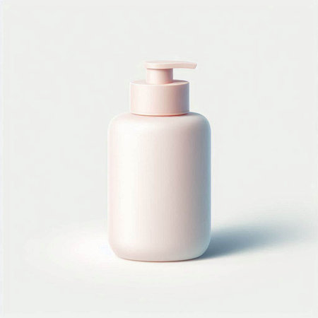 Plastic bottle of cream or lotion on a white background.