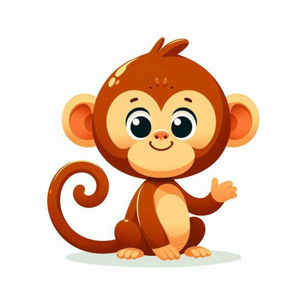 Cute cartoon monkey isolated on a white background. Vector illustration.