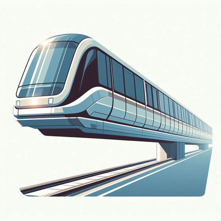 Modern high-speed train on a light background. Vector illustration.
