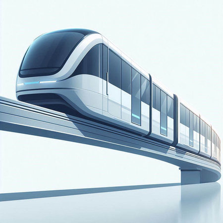 Modern high-speed train on a white background. 3d rendering