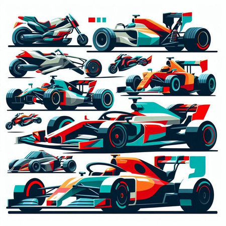 Set of racing cars, vector illustration, eps10, no transparency