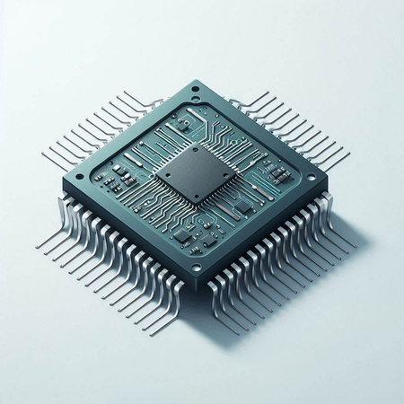 Circuit board isolated on a white background. 3d illustration.