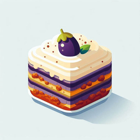Vector illustration of a piece of cake with berries