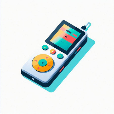 Vector isometric illustration of a modern music player on a white background