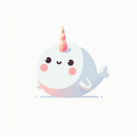 Cute cartoon unicorn isolated on a white background. Vector illustration.の写真素材