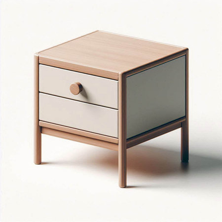 Wooden chest of drawers on a white background. 3d rendering