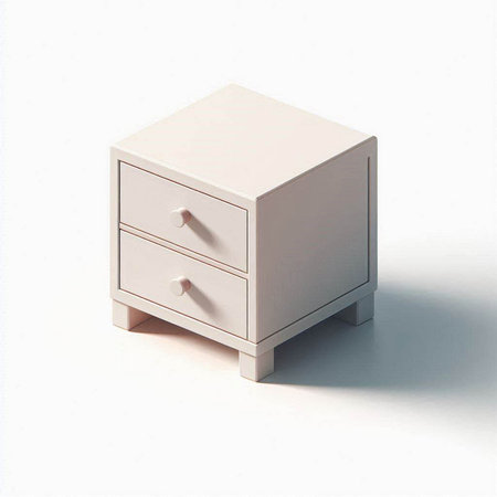 3d illustration of a white chest of drawers on a white backgroundの写真素材