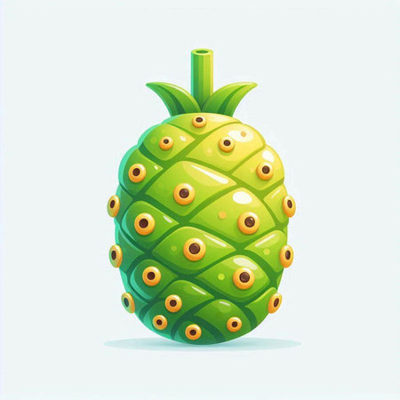 Illustration of a green pineapples on a white background.