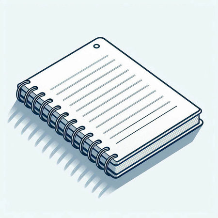 Notebook icon on blue background. Isometric view. Vector illustration.